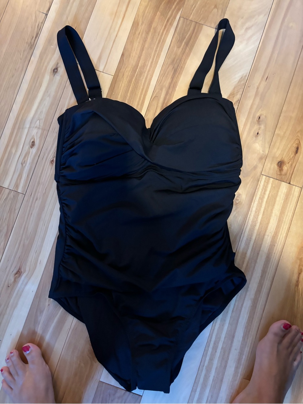 Anne Cole Black Ruched One-Piece Swimsuit